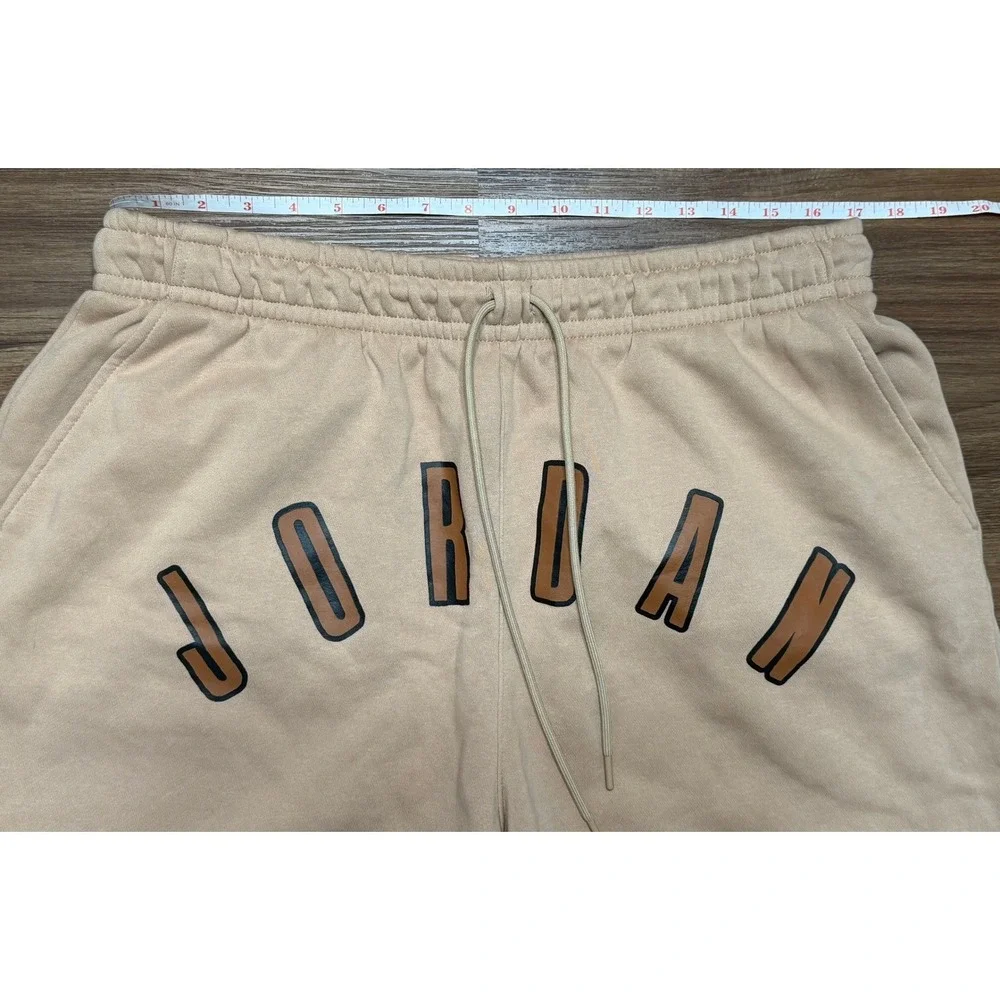 Jordan Flight MVP LOGO Graphic Fleece Shorts Mens Tan Brown Sz XL (FB7023-200)